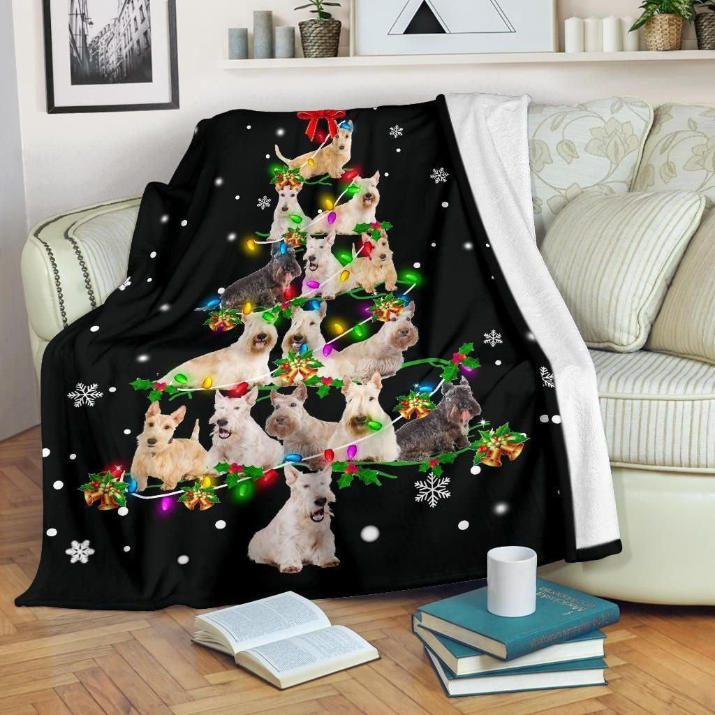 Sparkle Snowflakes With Scottish Terrier Christmas Tree Throw Blanket