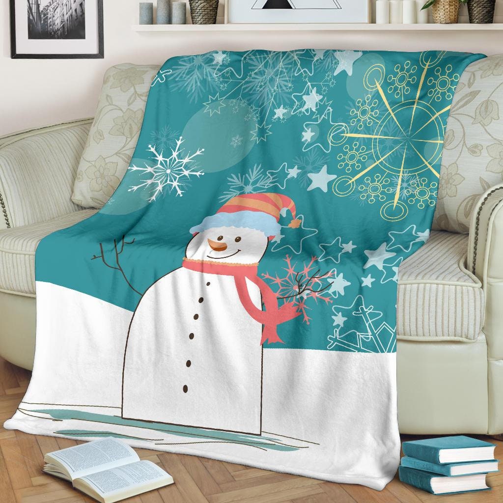 Stars And Snowflakes Snowman Throw Blanket