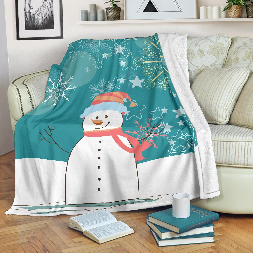 Stars And Snowflakes Snowman Throw Blanket