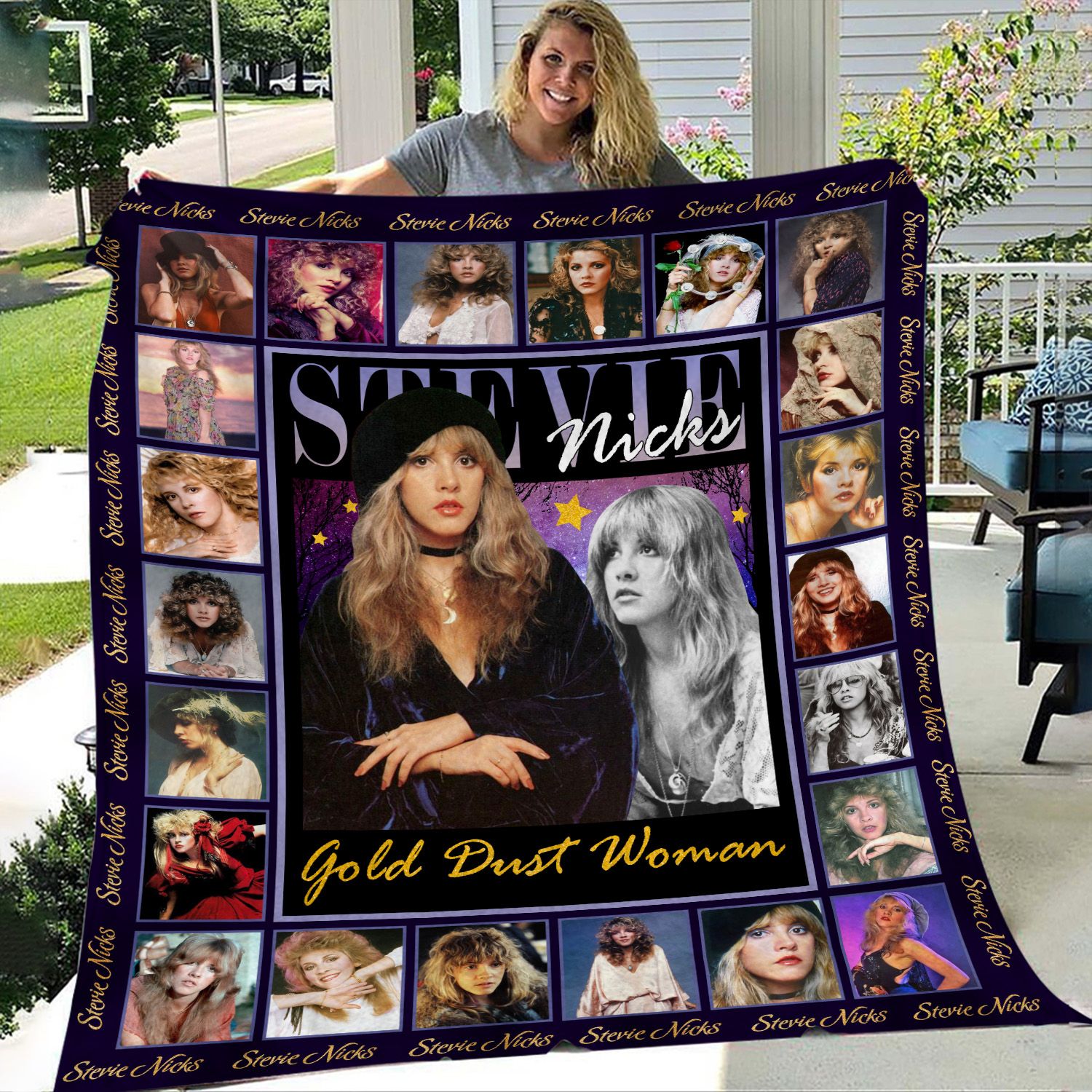 Stevie Nicks Gold Dust Woman Throw Blanket