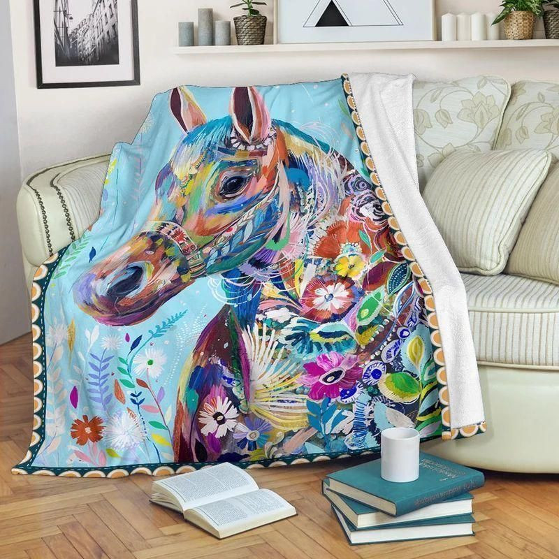 Sugar Floral Horse Throw Blanket