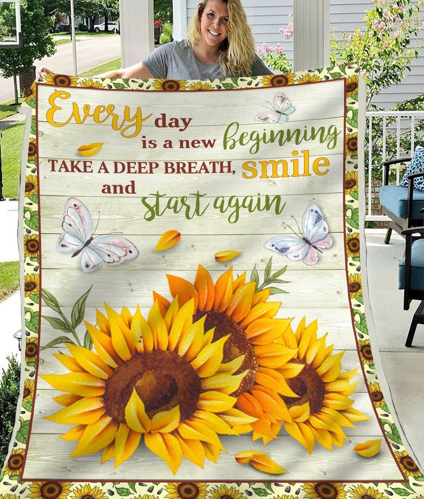 Sunflower Everyday Is A New Beginning Giving People Throw Blanket