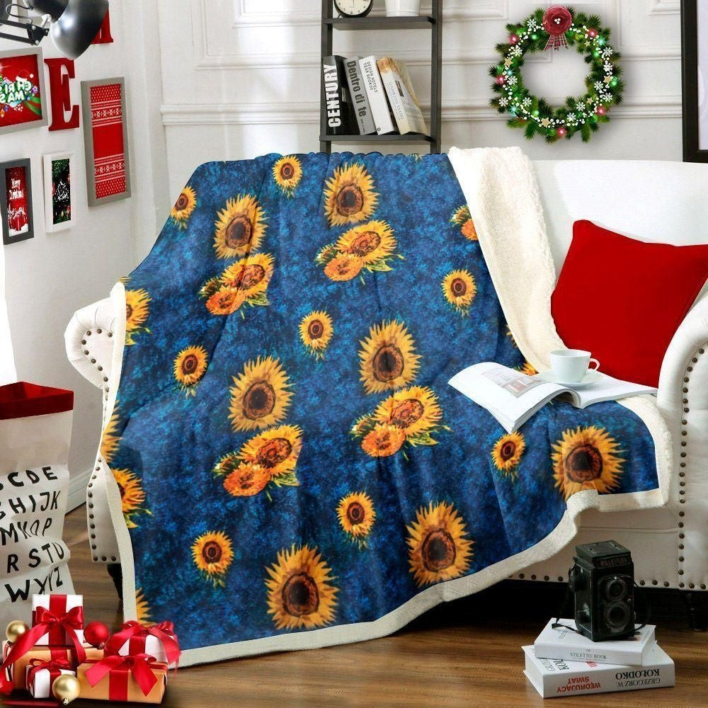 Sunflower Yellow And Blue Throw Blanket