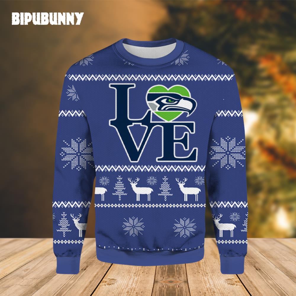 Super Bowl Love Seahawks Ugly Christmas Sweater