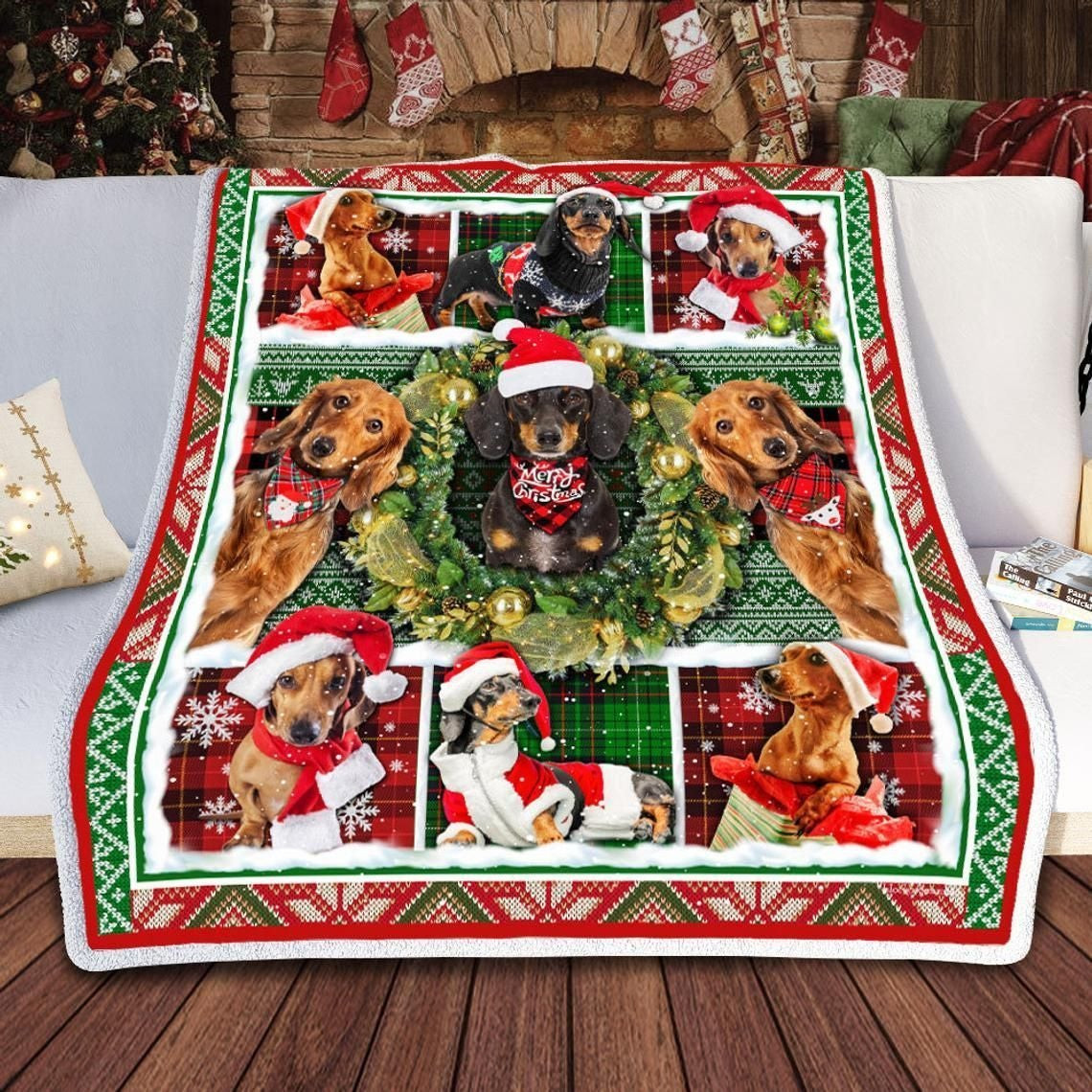 Surprising Dachshund Dog Meme Xmas Throw Blanket