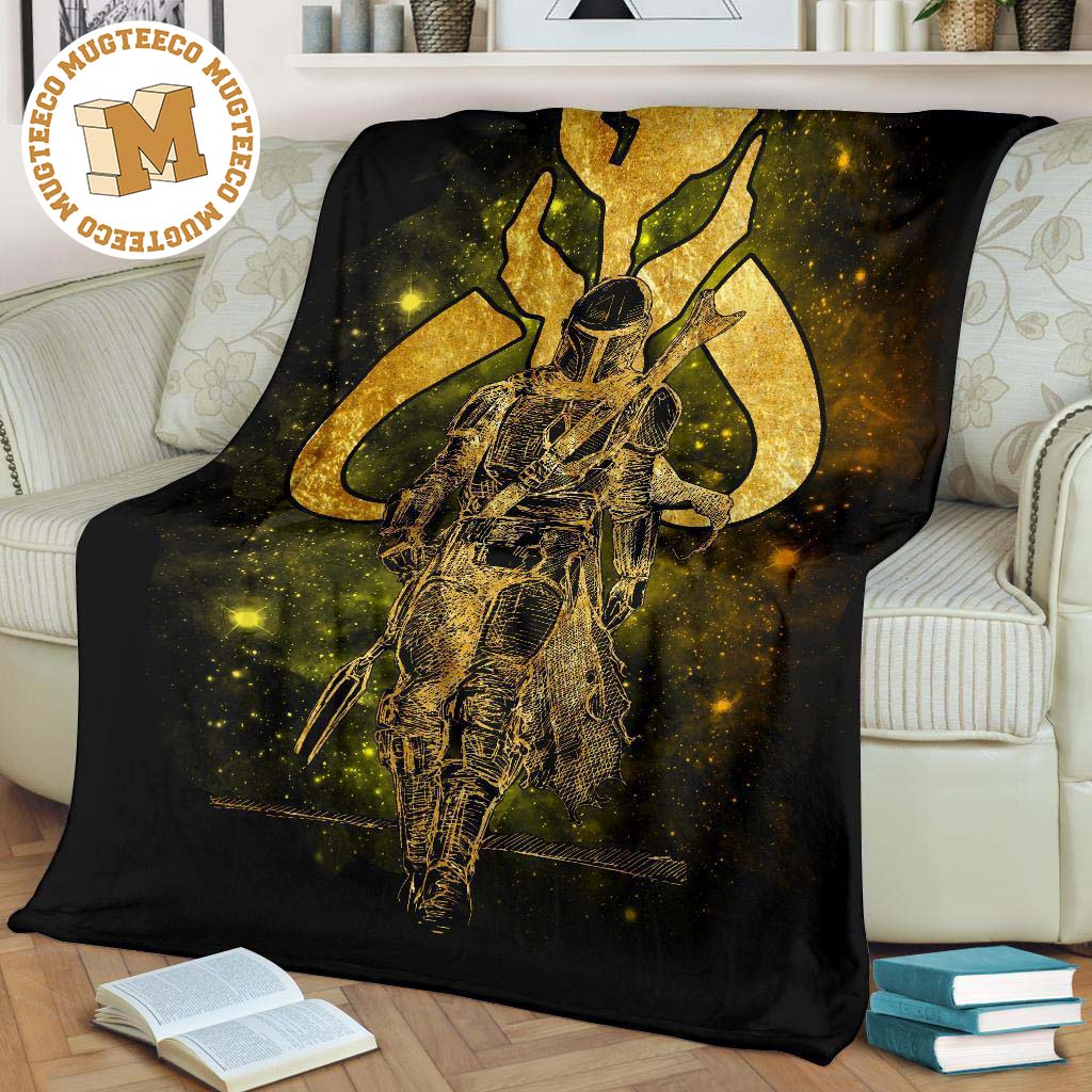 The Mandalorian Fleece Blanket Bounty Hunter Golden