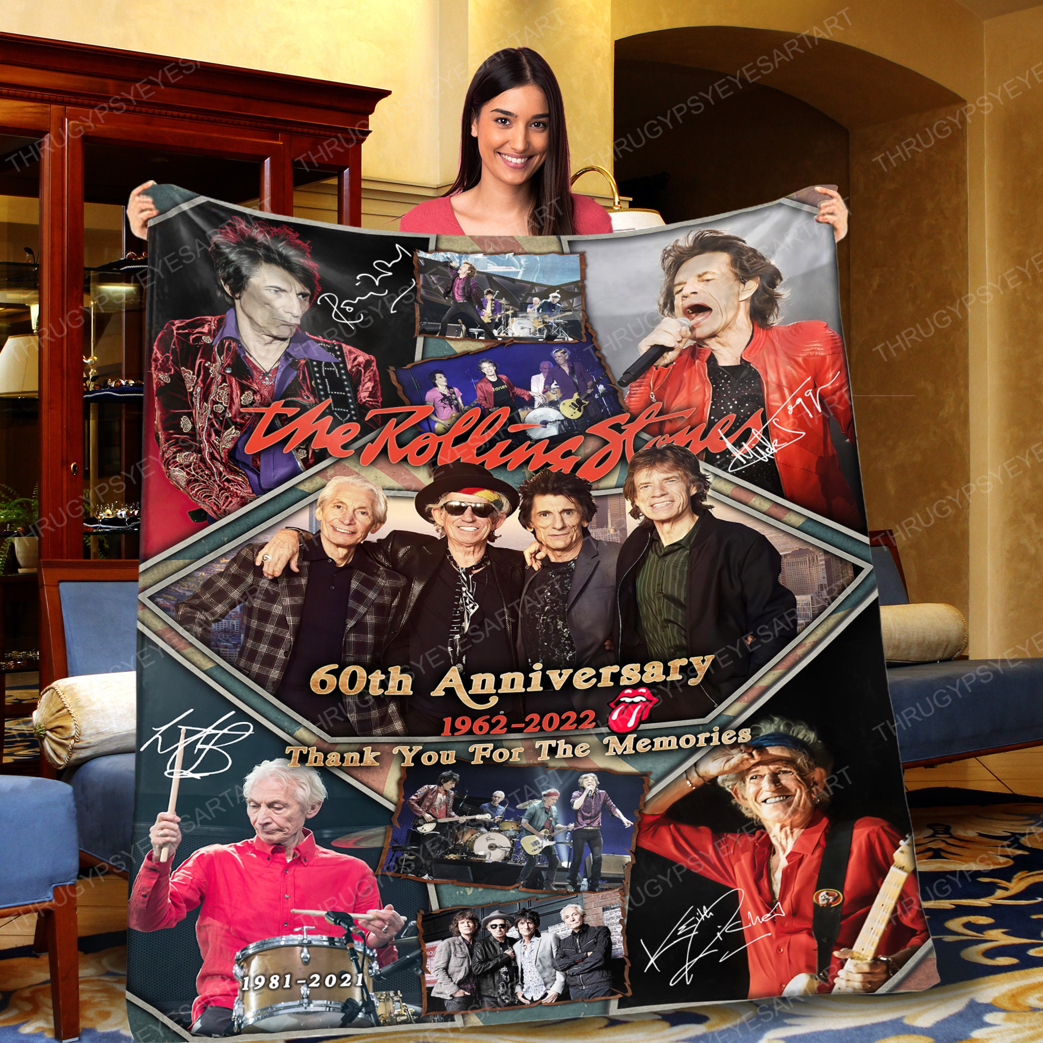 The Rolling Stones Thank You For The Memories 60th Anniversary Blanket