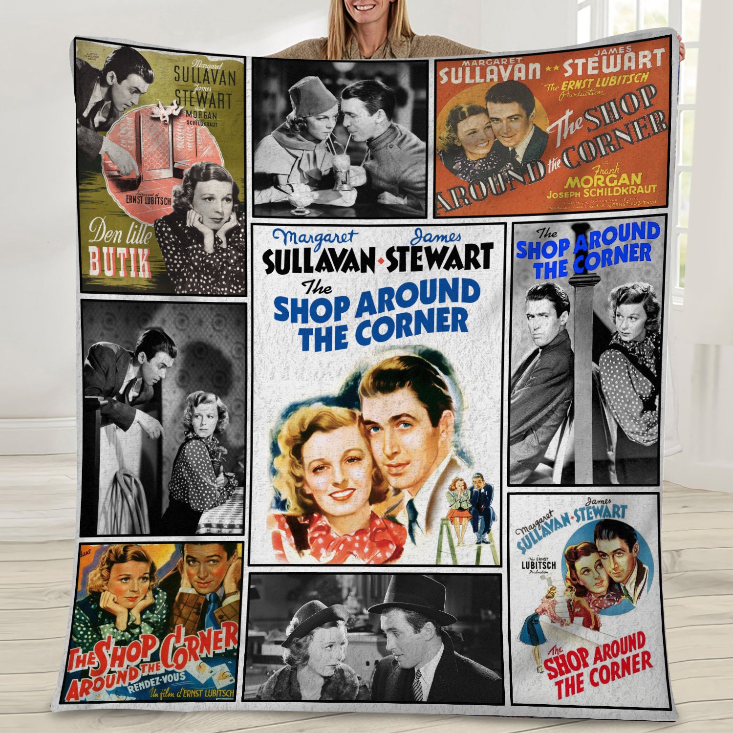 The Shop Around Corner Vintage 90S Chrismtas Funny Movie Quilt Blanket