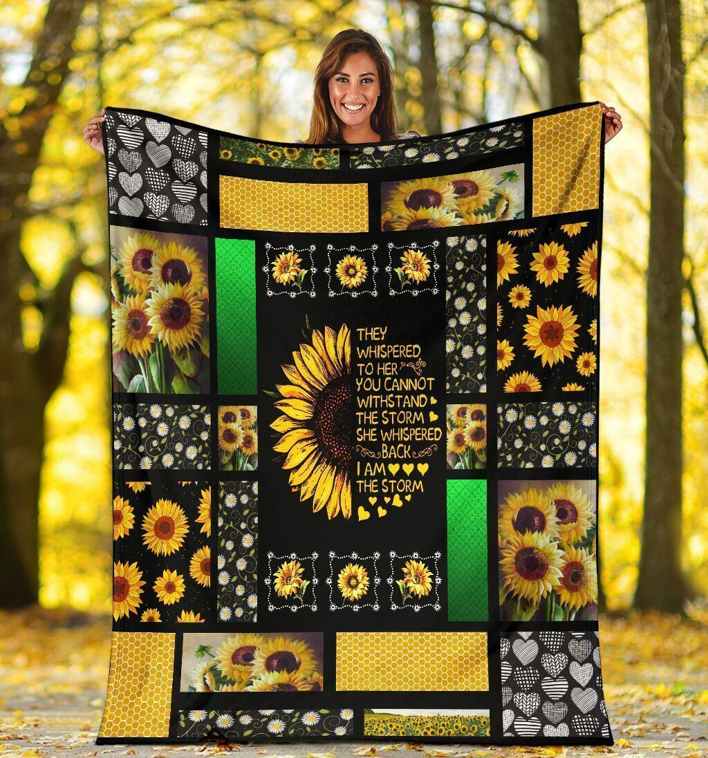 They Whispered To Her You Cannot Withstand The Storm Sunflower Hippie Throw Blanket