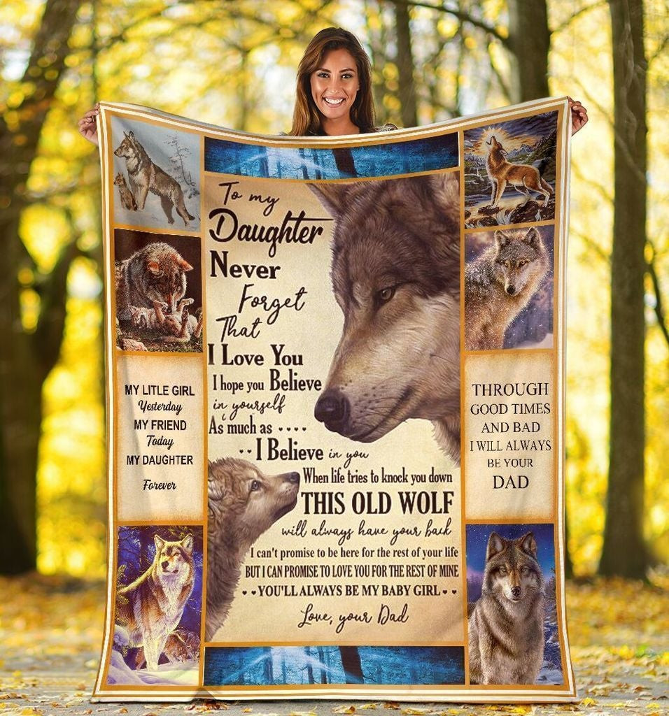 This Old Wolf Will Always Have Your Back Gift For Daughter Throw Blanket