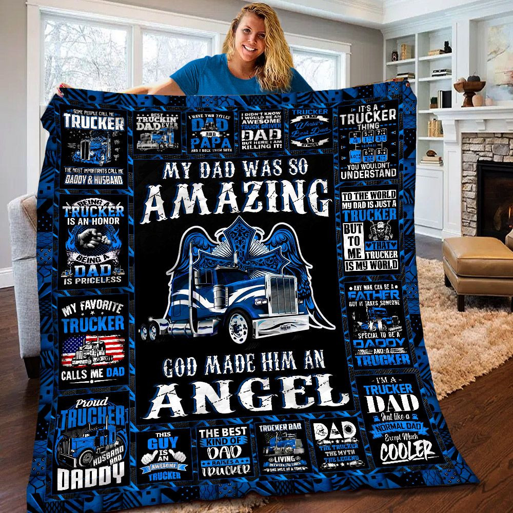 To My Dad My Dad Was So Amazing Truck Black Blue From Son Throw Blanket