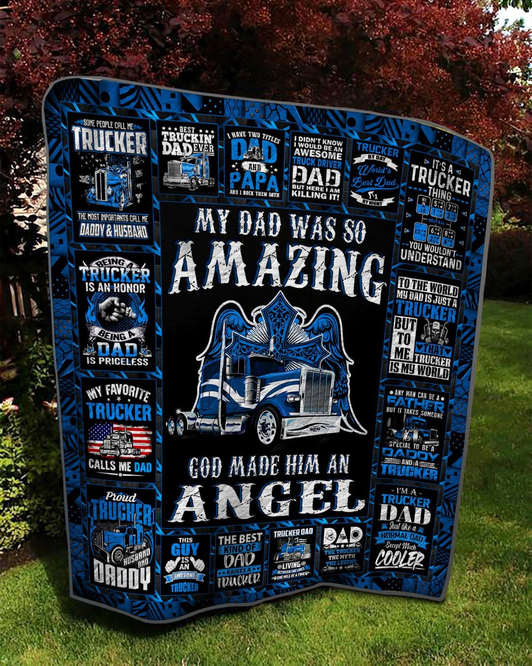 To My Dad My Dad Was So Amazing Truck Black Blue From Son Throw Blanket