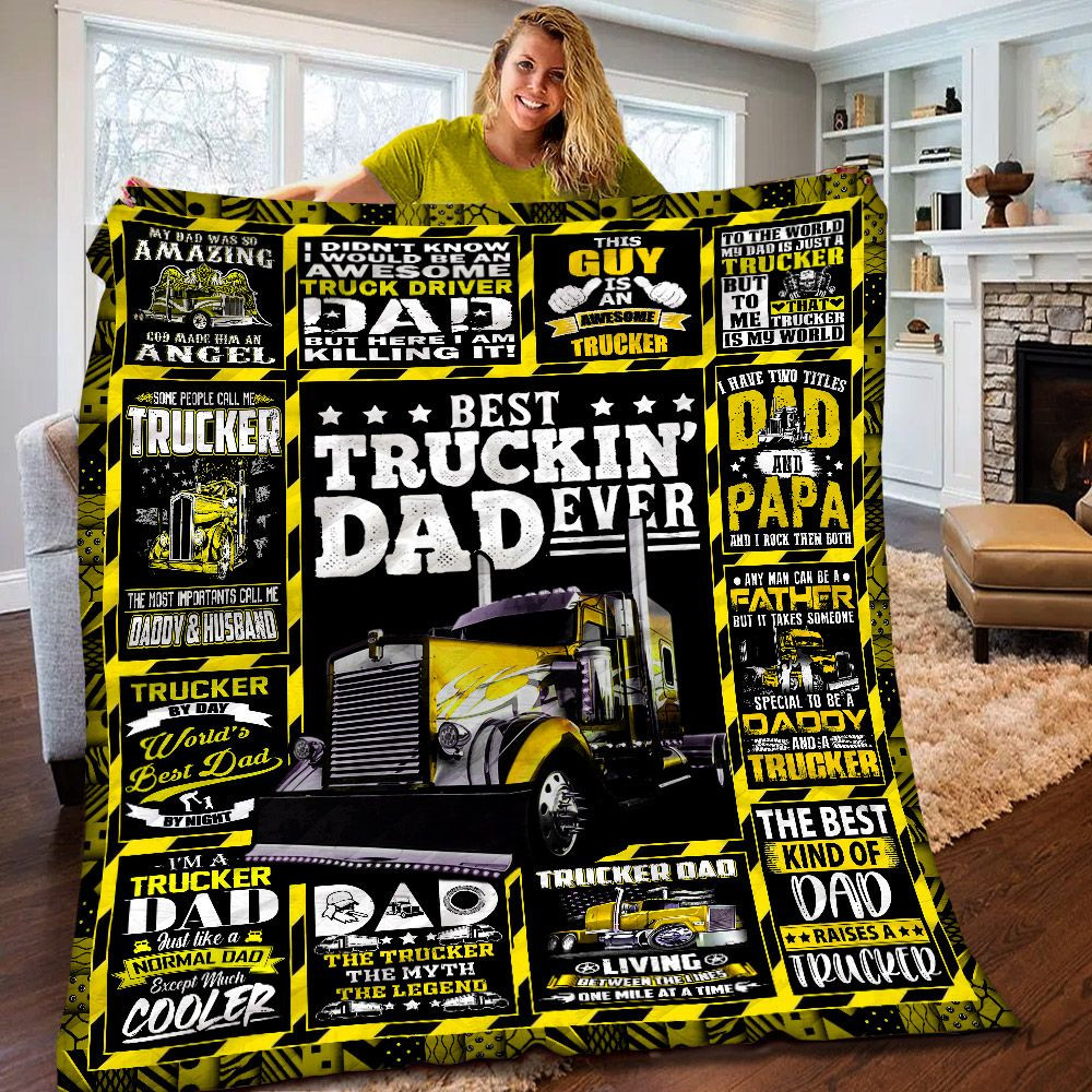 To My Dad The Best Kind Of Dad Truck Black Yellow From Son Throw Blanket