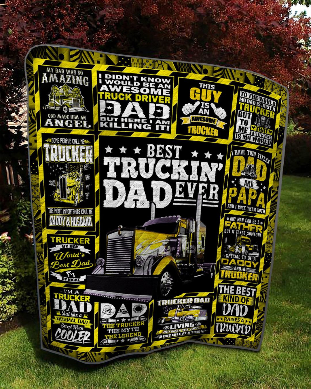 To My Dad The Best Kind Of Dad Truck Black Yellow From Son Throw Blanket