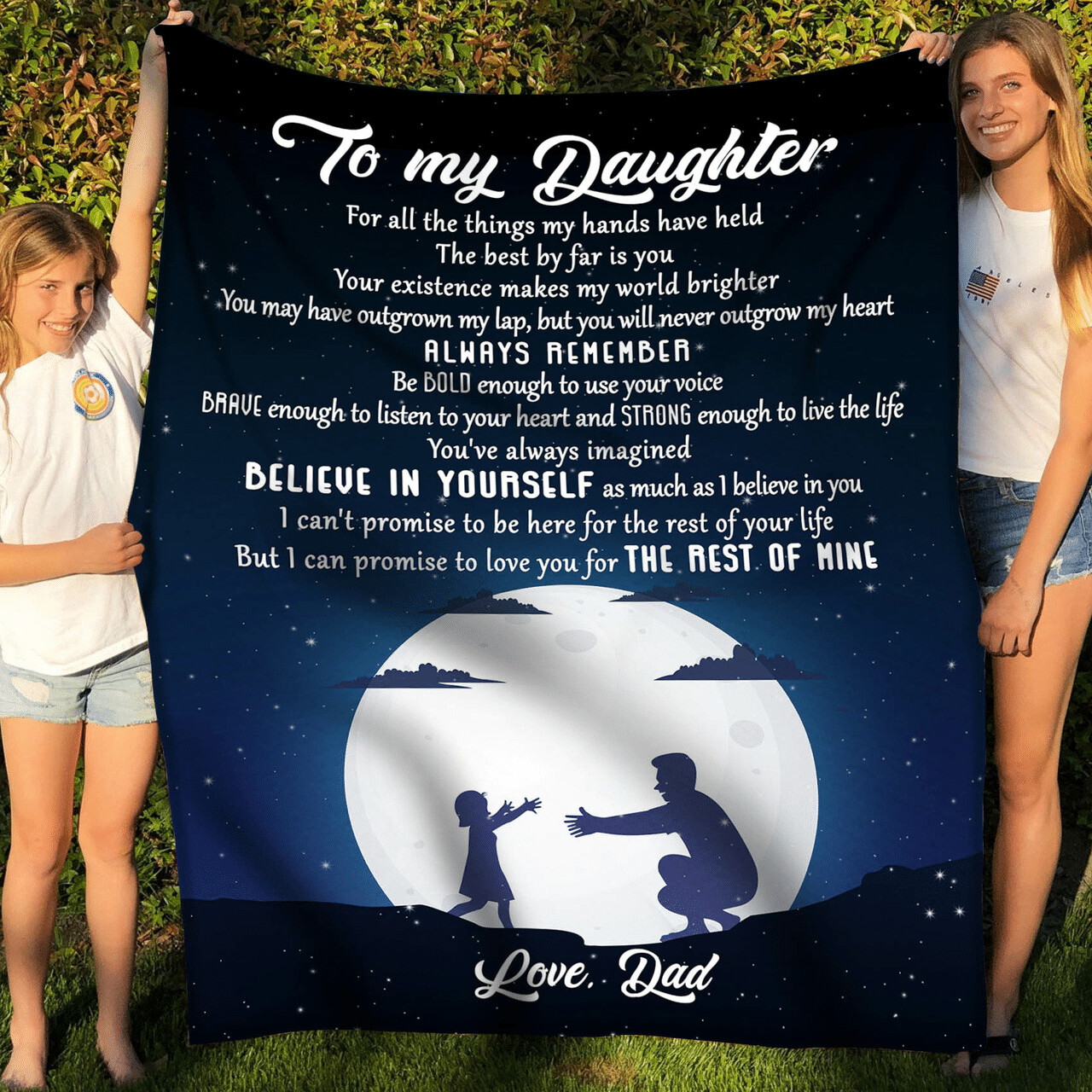 To My Daughter Believe In Yourself Dad And Daughter Dark Blue Gift For Daughter From Dad Throw Blanket