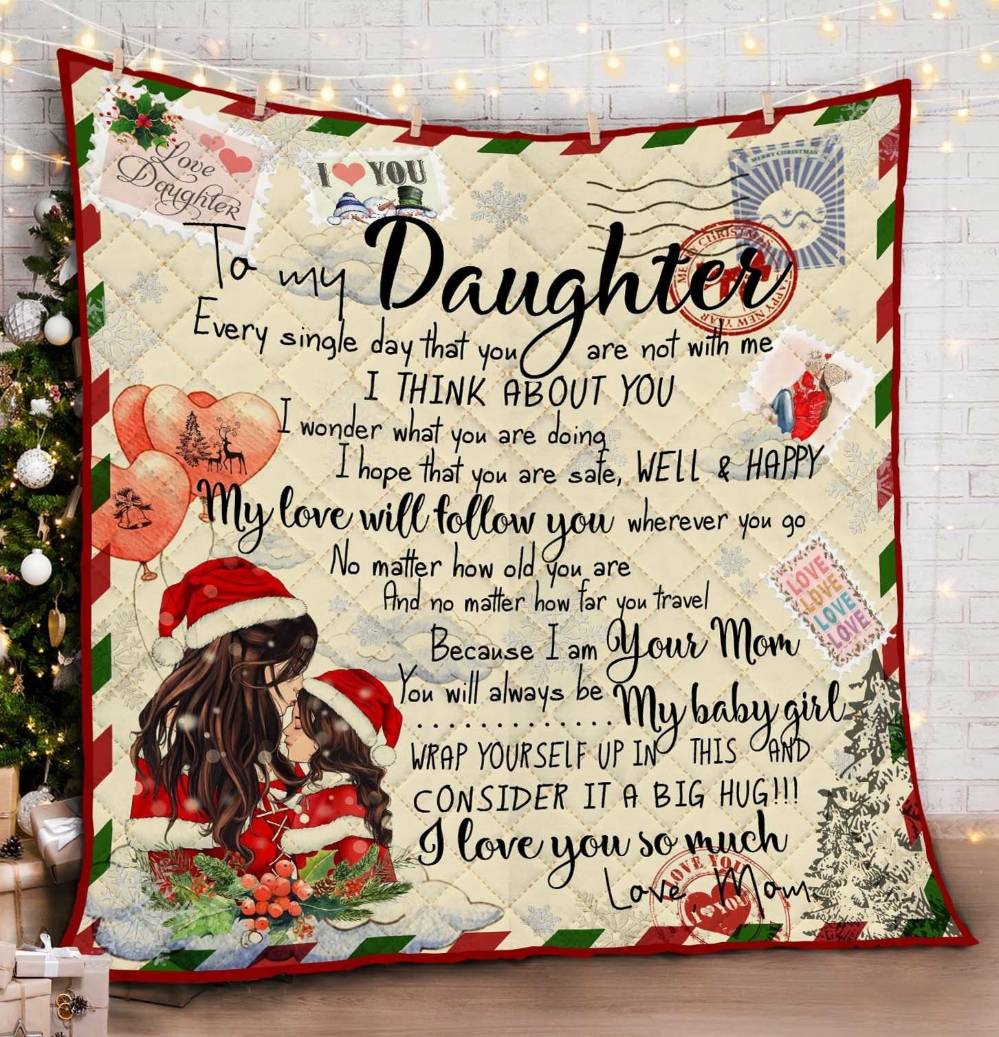 To My Daughter Christmas House Fleece Sherpa Blanket