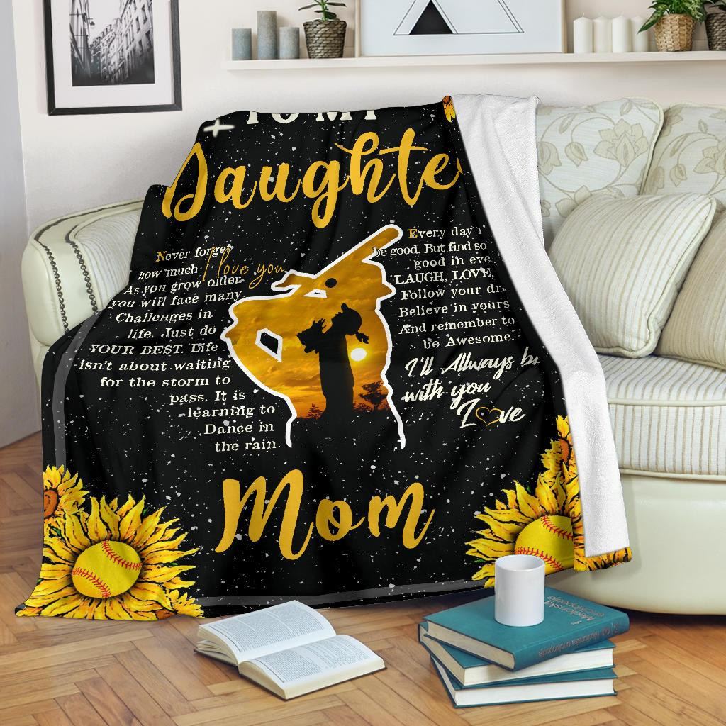 To My Daughter I Will Always Be With You Sunflowers Black Gift For Daughter From Mom Throw Blanket