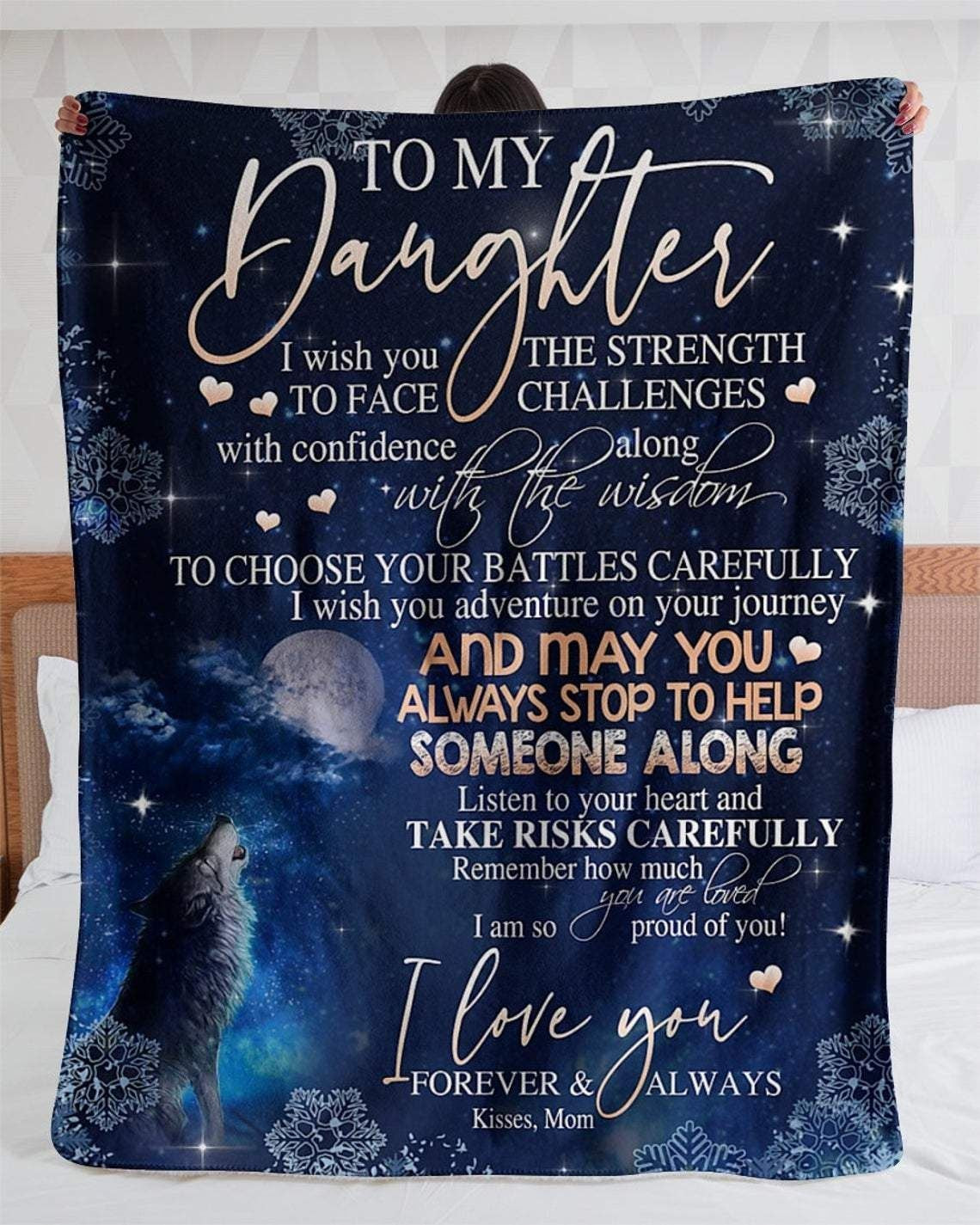 To My Daughter Kisses From Mom Throw Blanket