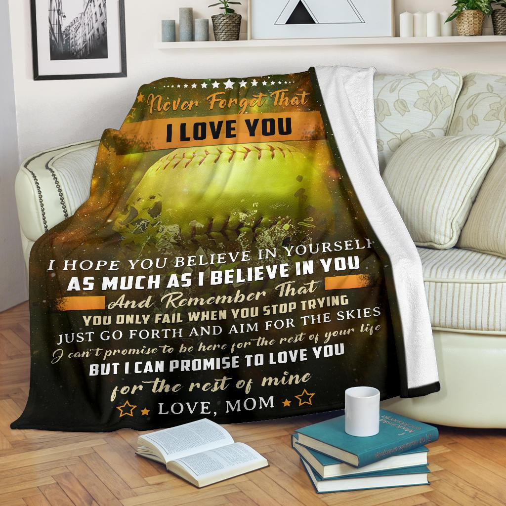 To My Daughter Love You For The Rest Of Mine Softball Brown Gift For Daughter From Mom Throw Blanket