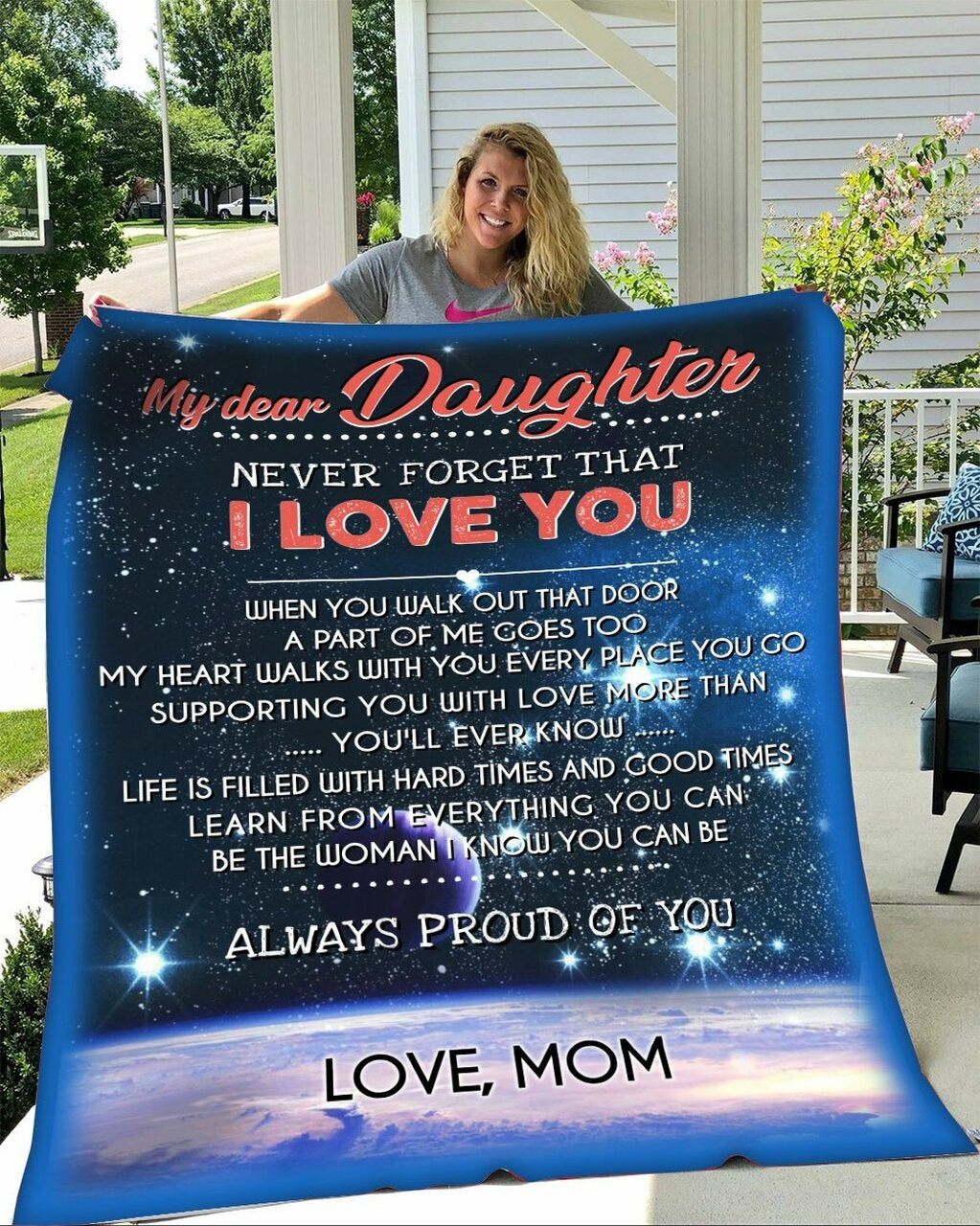 To My Daughter Never Forget That I Love You Planet Galaxy Gift For Daughter From Mom Throw Blanket