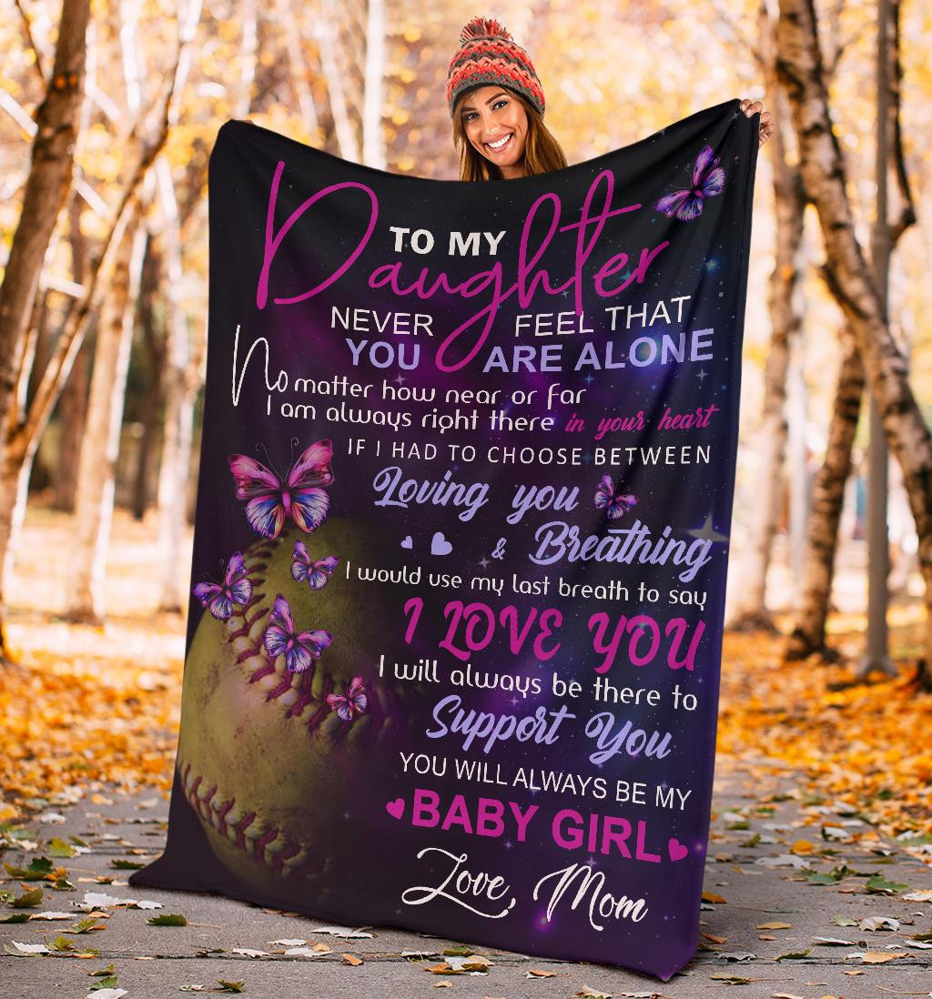 To My Daughter You Will Always Be My Baby Girl Butteflies Dark Purple Gift For Daughter From Mom Throw Blanket