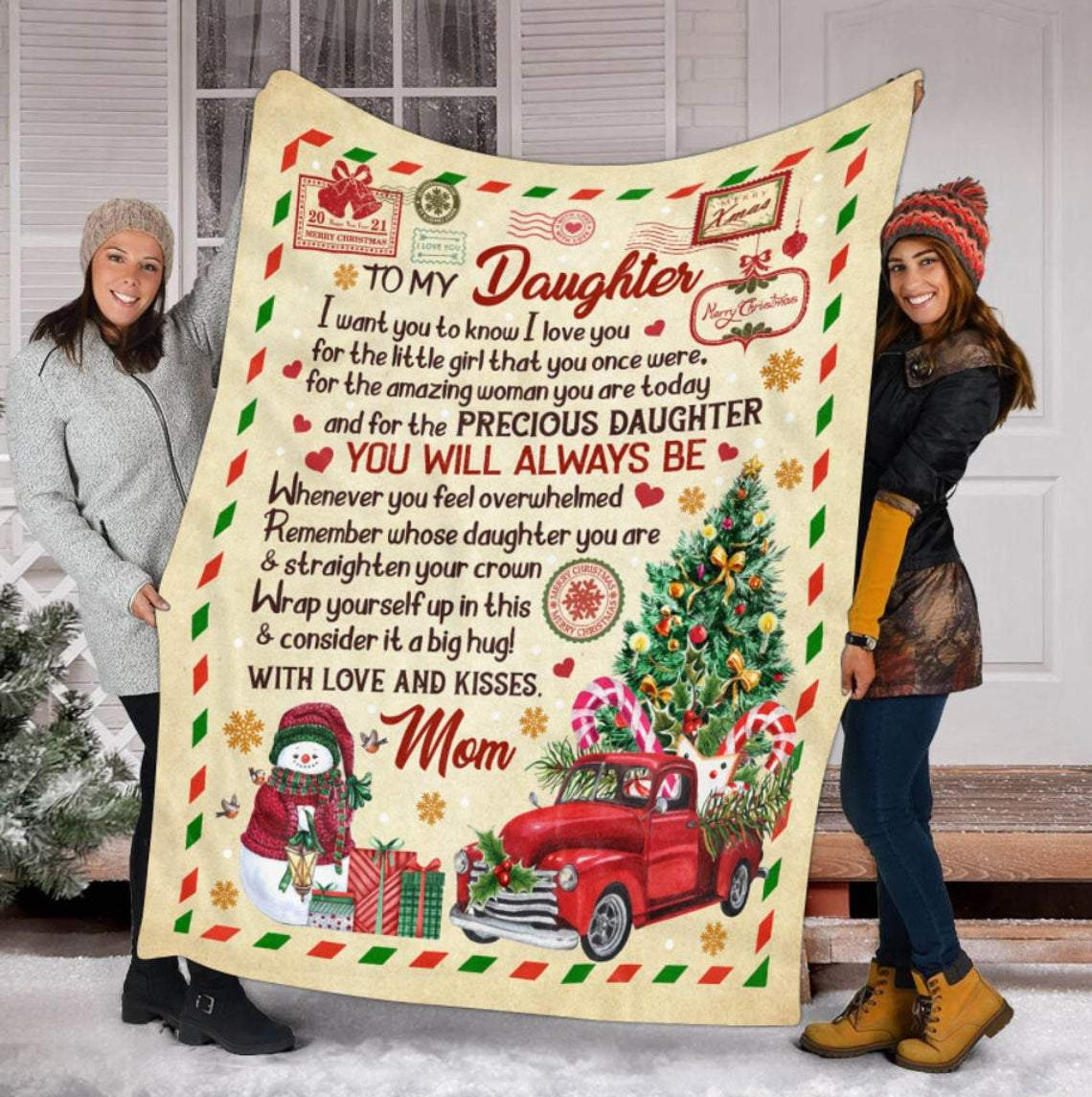 To My Daughter You Will Always Be Saying Letter Red Truck Christmas For Daughter From Mom Throw Blanket