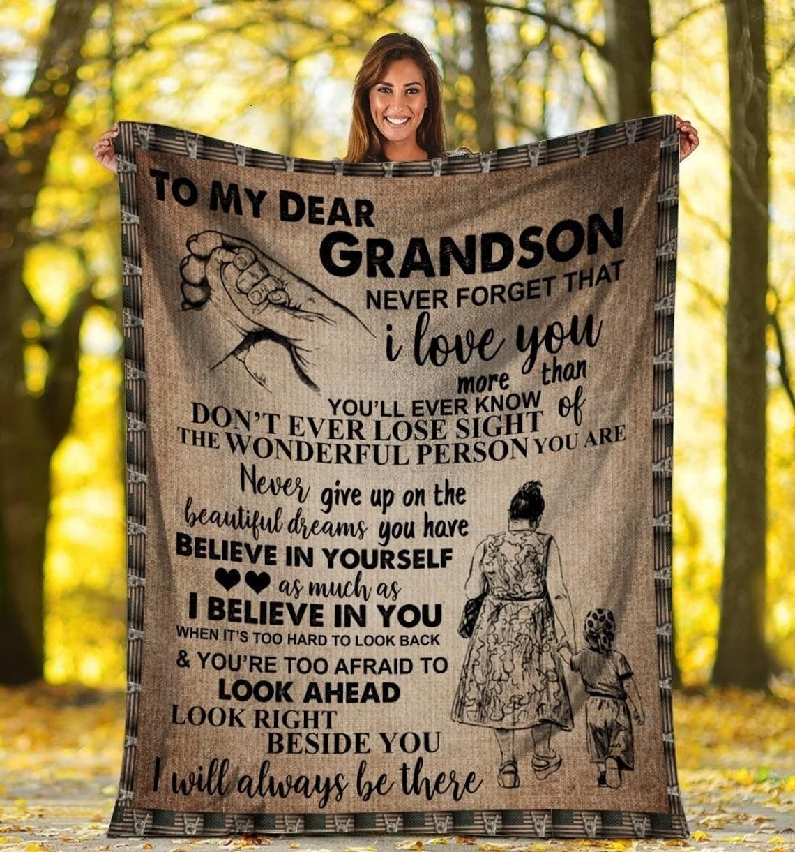 To My Dear Grandson Never Forget That I Love You Throw Blanket