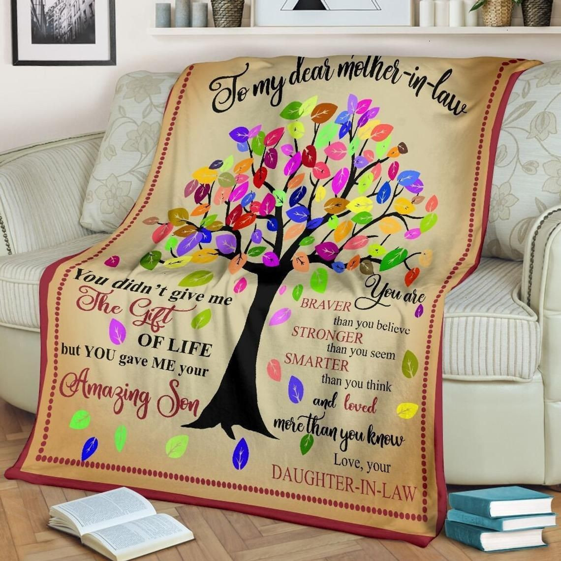 To My Dear Mother In Law Tree Colorful Throw Blanket