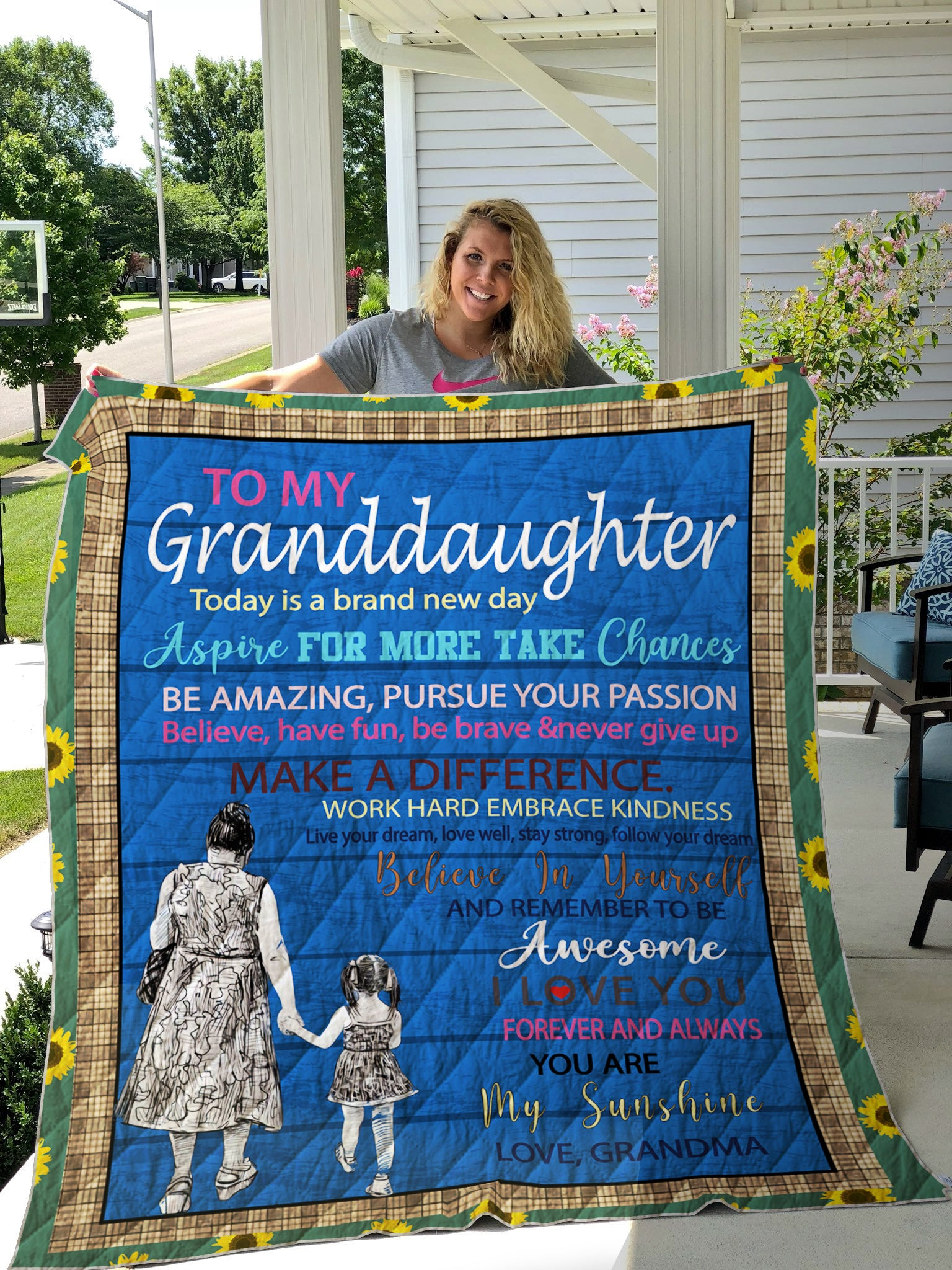 To My Granddaughter Be Amazing Pursue Your Passion Grandma Sherpa Blanket