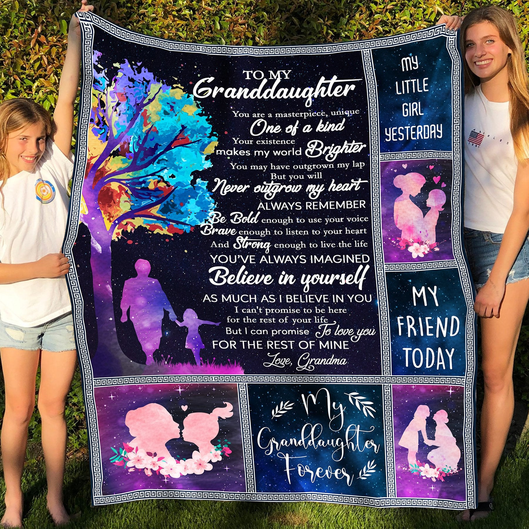 To My Granddaughter Believe in yourself Granddaughter And Gradma Multicolor Throw Blanket