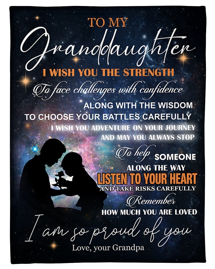 To My Granddaughter Grandpa Proud Of You Galaxy Throw Blanket