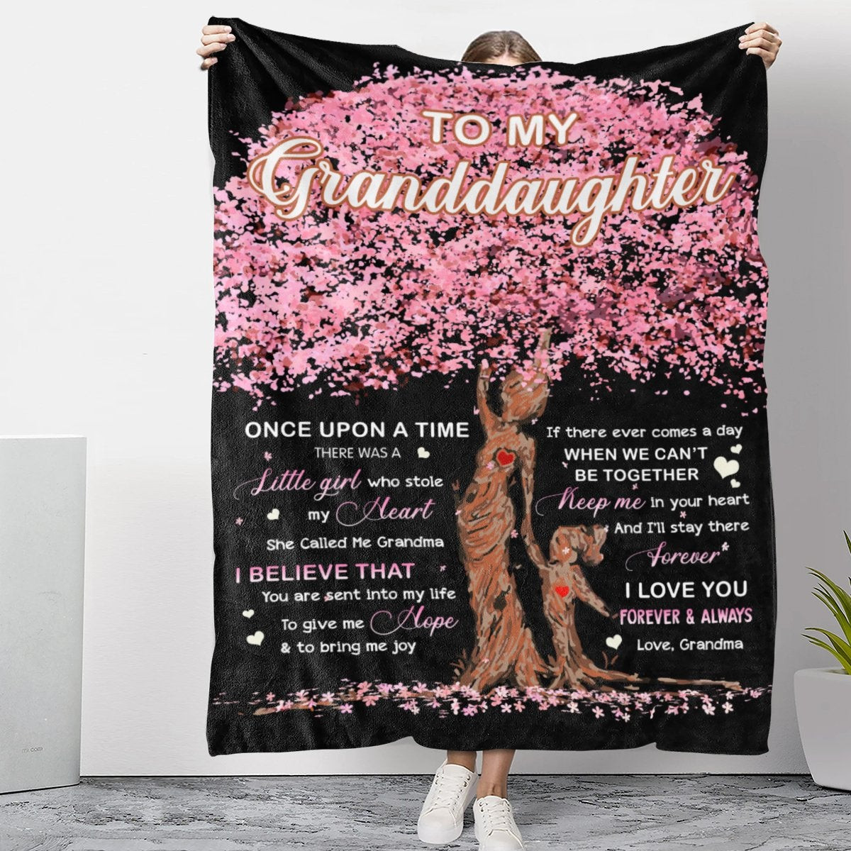 To My Granddaughter Hope And Joy Tree Pink Throw Blanket