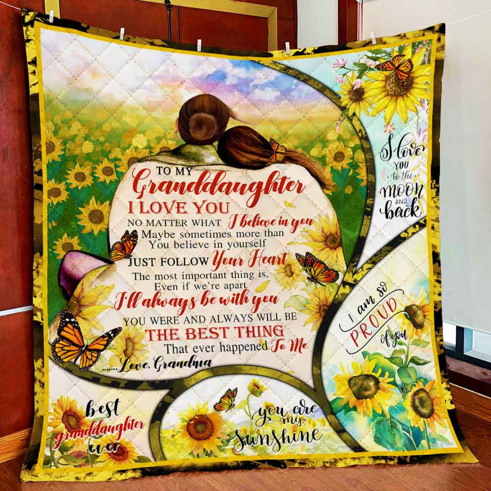 To My Granddaughter I Will Always Be With You Sunflowers Sherpa Blanket