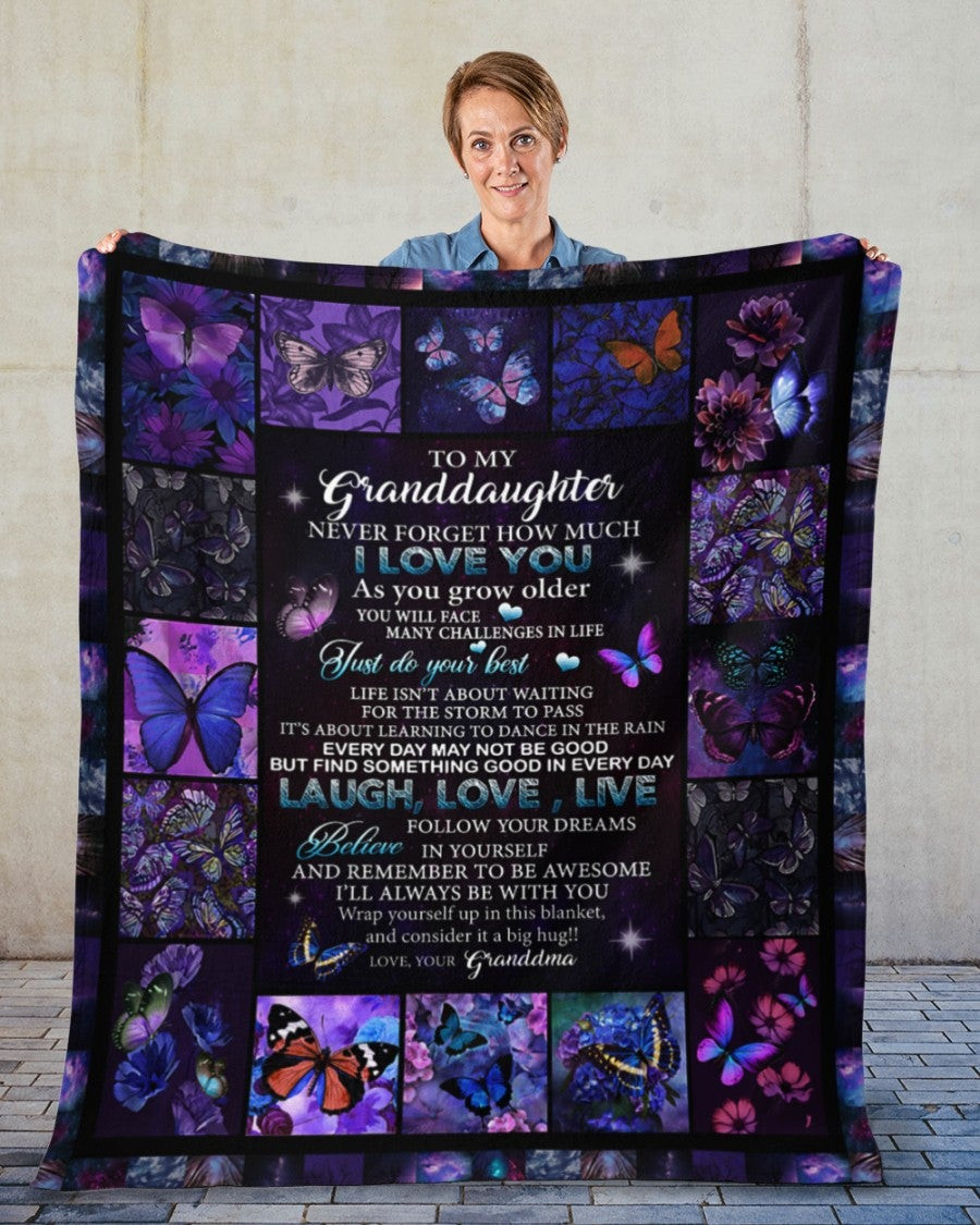 To My Granddaughter Laugh Love Live Butterflies Throw Blanket