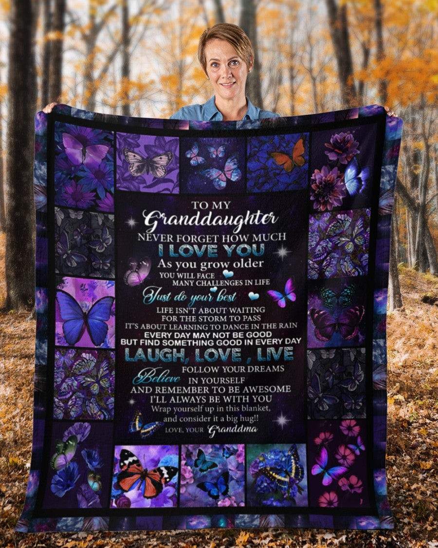 To My Granddaughter Laugh Love Live Butterflies Throw Blanket