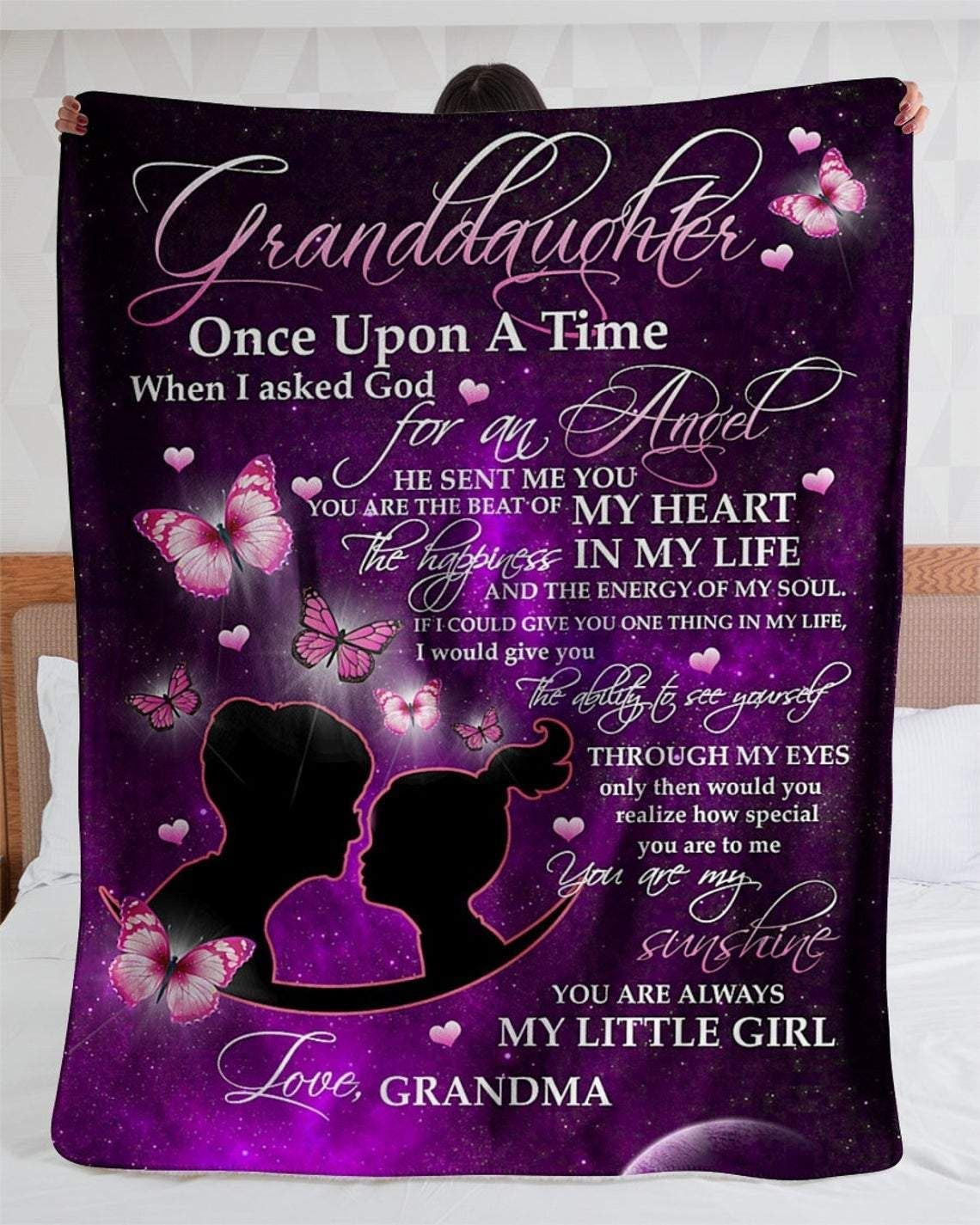 To My Granddaughter Love From Grandma Pink Throw Blanket