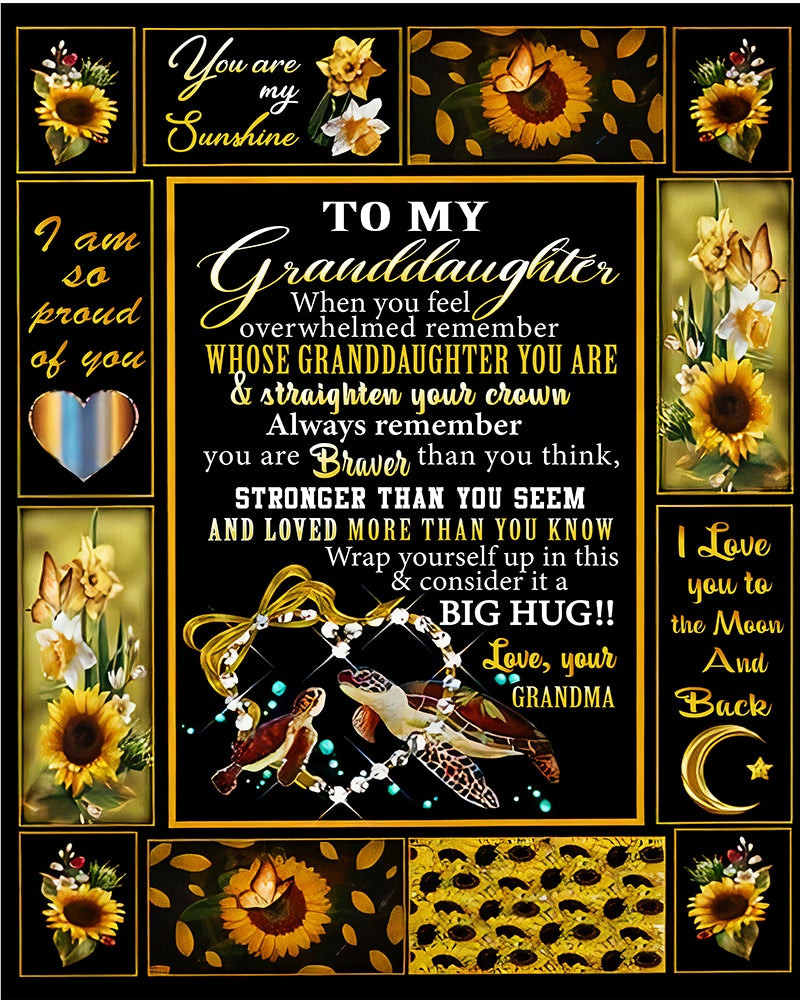 To My Granddaughter My Sunshine Love You To The Moon And Back Sunflowers Throw Blanket