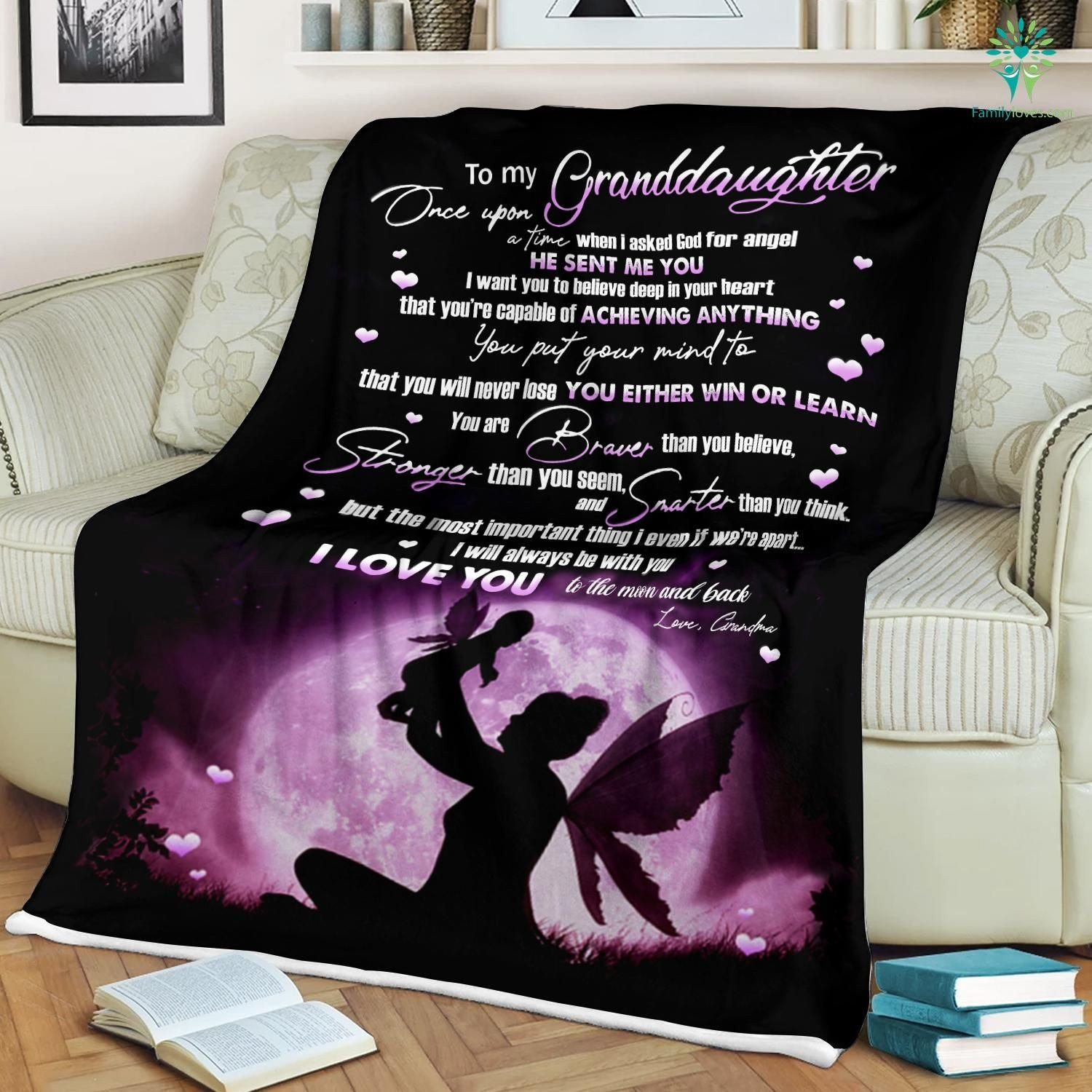 To My Granddaughter Once Upon A Time When I Asked God For Angel Love Grandma Throw Blanket