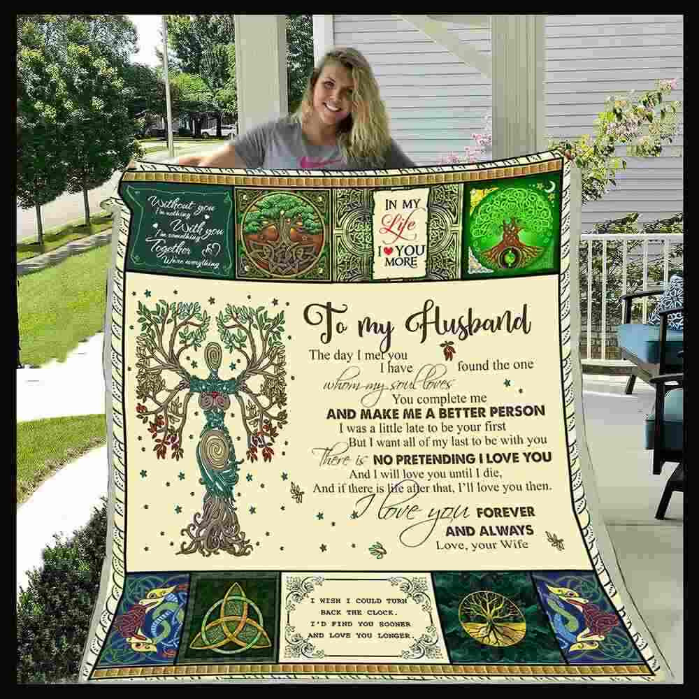 To My Husband The Day I Met You You Make Me A Better Person Tree Of Life Viking For Husband From Wife Throw Blanket