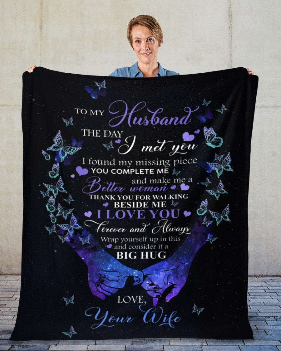 To My Husband wrap yourself up in this and consider it a big hug family wife Throw Blanket