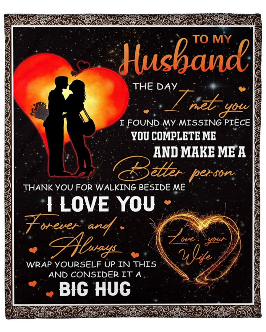 To My Husband you complete me and make me a better person family wife Throw Blanket