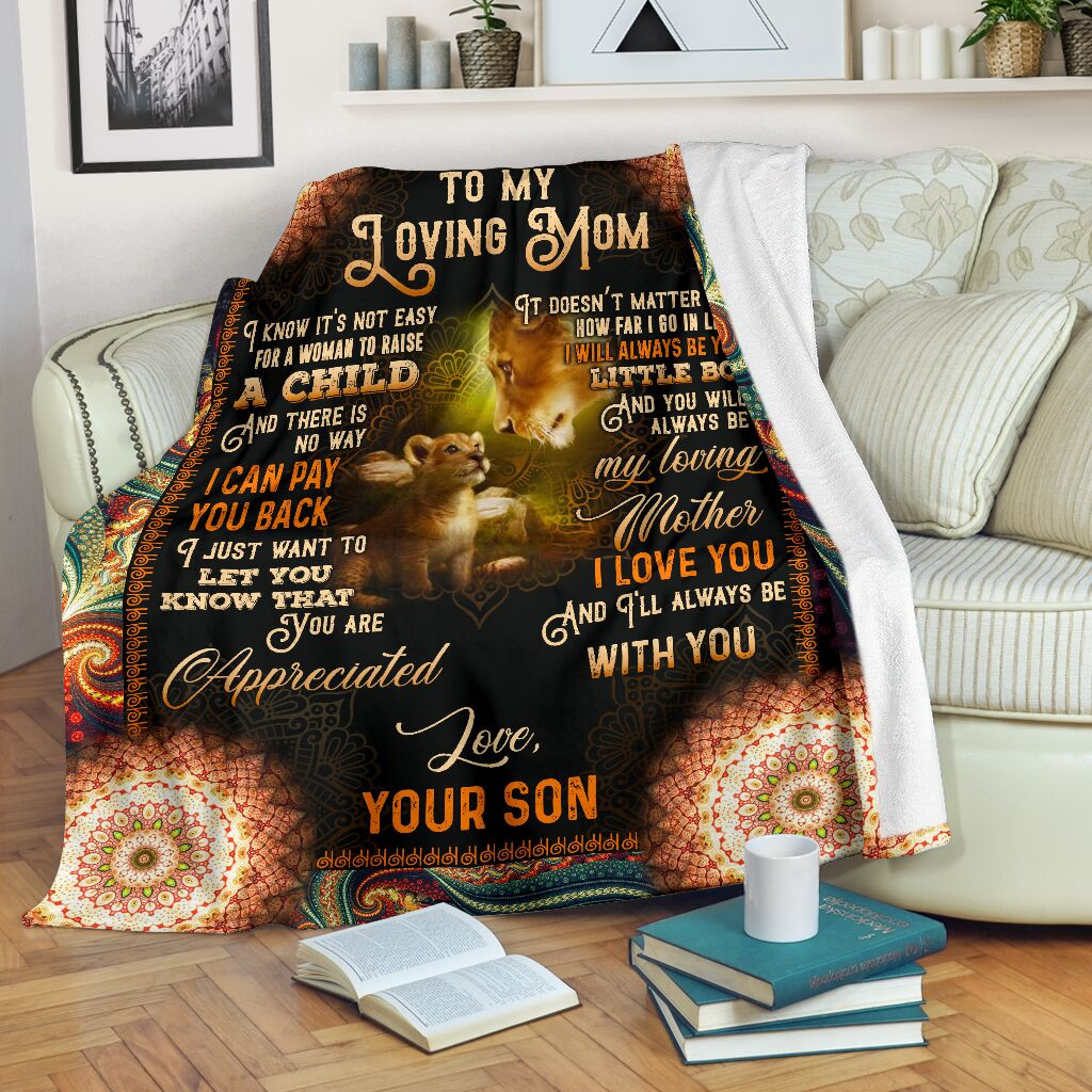 To My Mom I Can Pay You Back Lion Black Gift For Mom From Son Throw Blanket