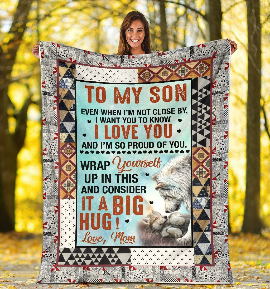 To My Son I Love You Background Throw Blanket