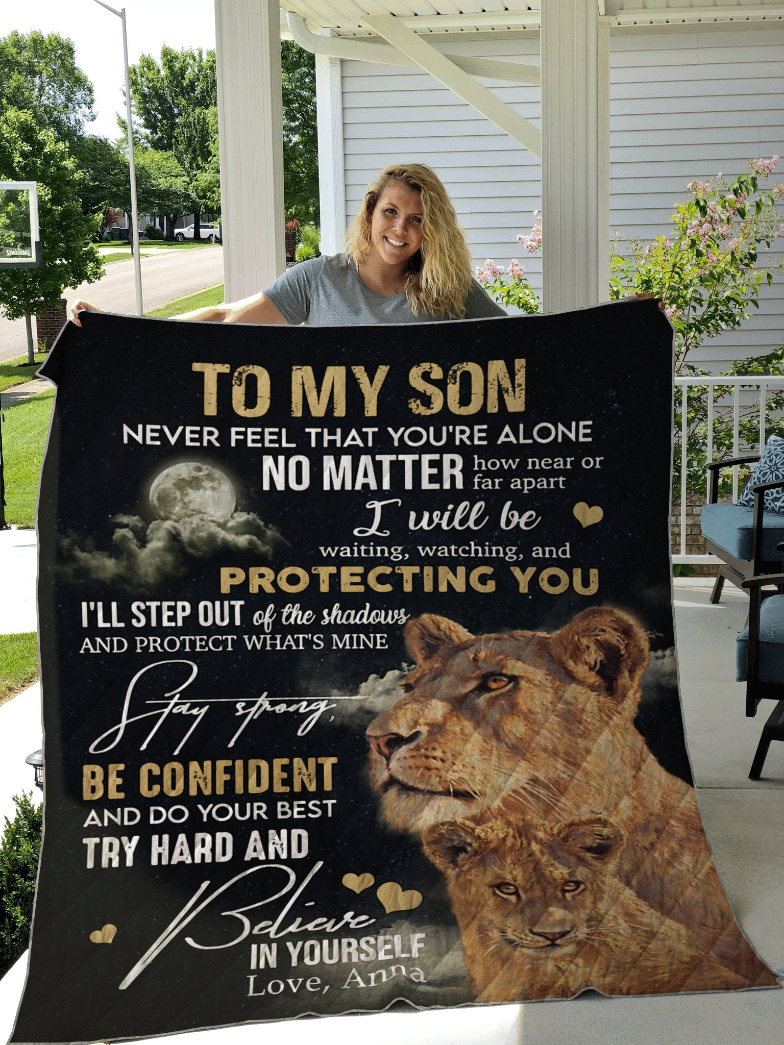 To my son never feel that you are alone I ll step out off the shadows and protect whats mine lioness Throw Blanket