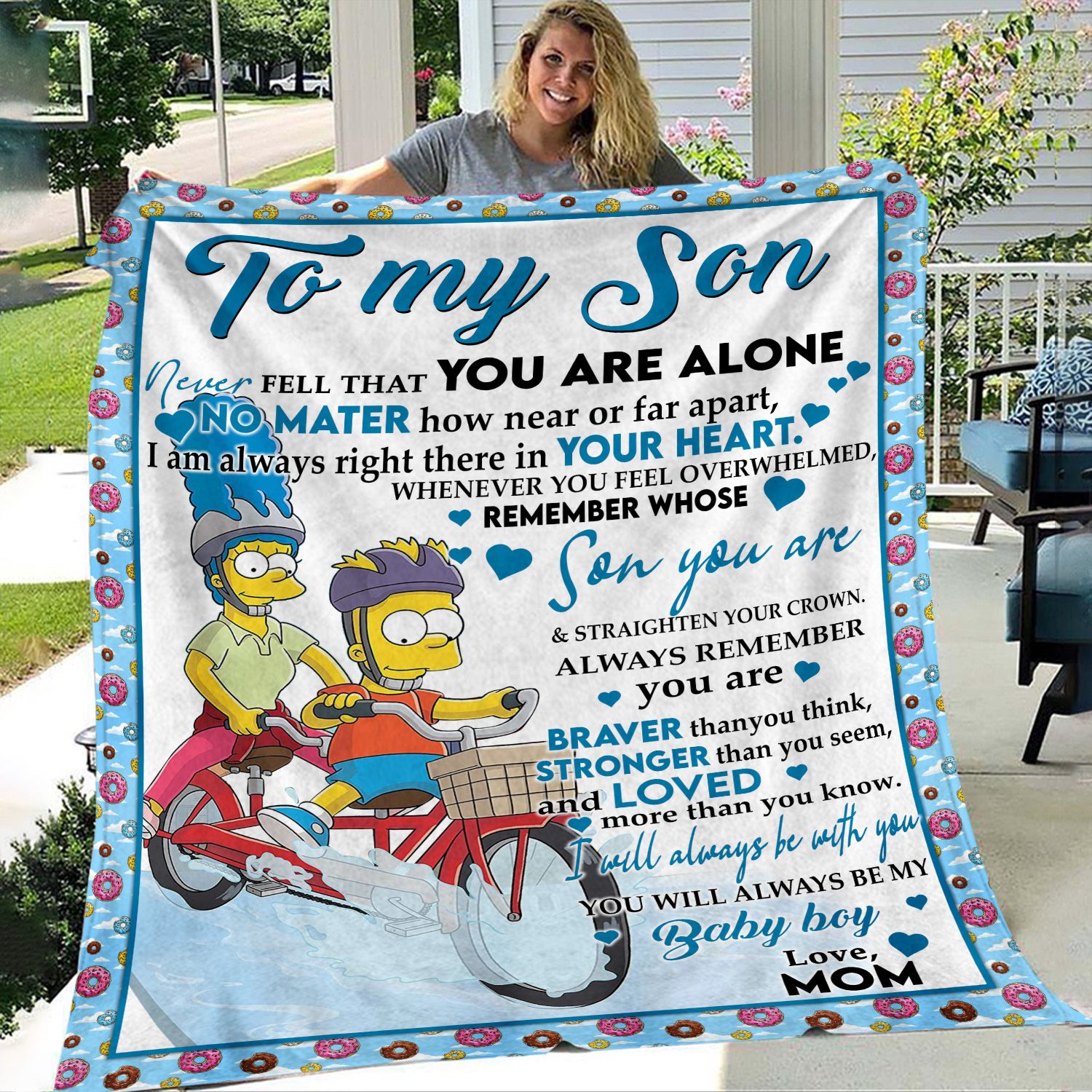 To My Son Never Feel That You Are Alone Simpsons Throw Blanket