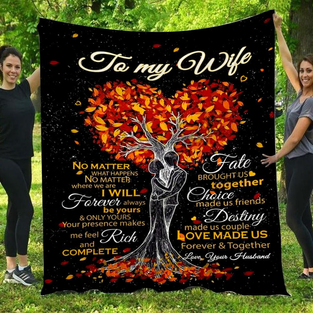 To My Wife Destiny Made Us A Couple Tree Black Throw Blanket