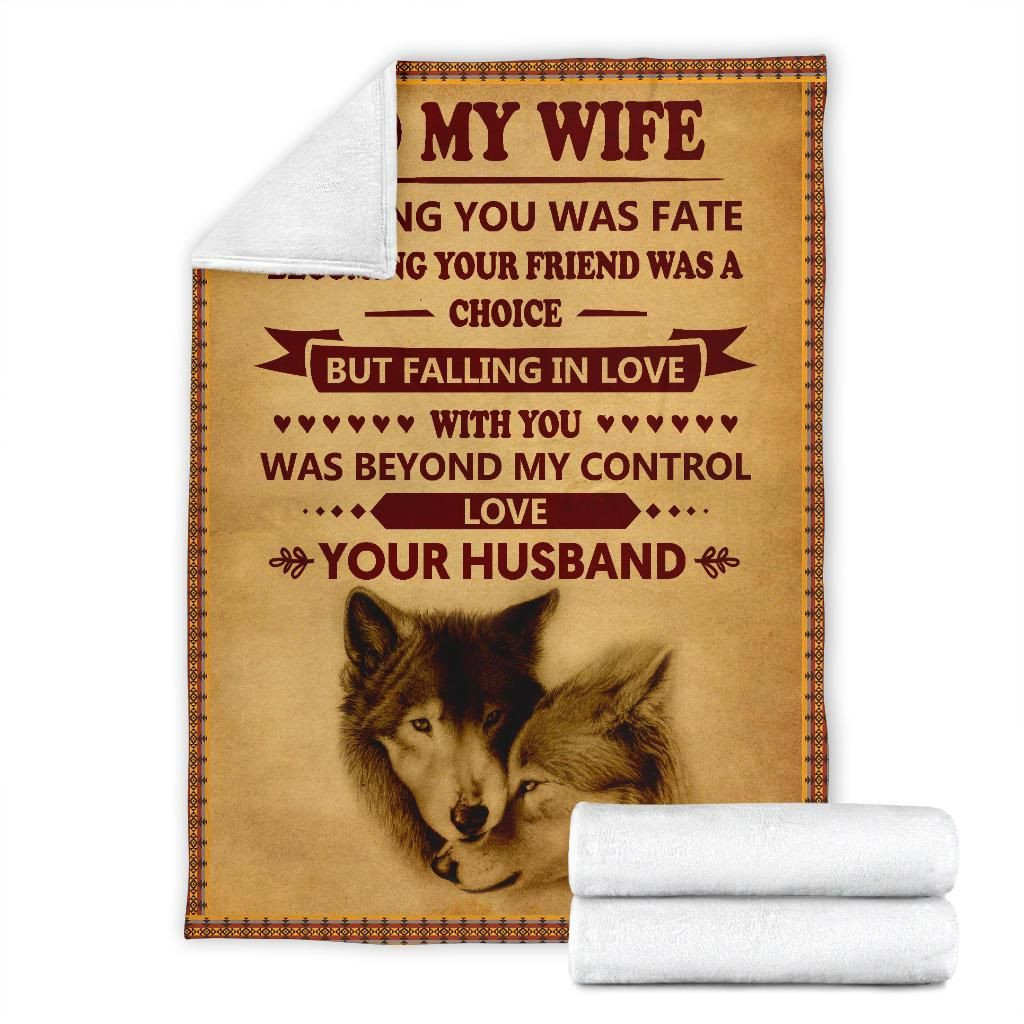 To My Wife Meeting You Was Fate Falling In Love With You Wolf Native American For Wife From Husband Throw Blanket