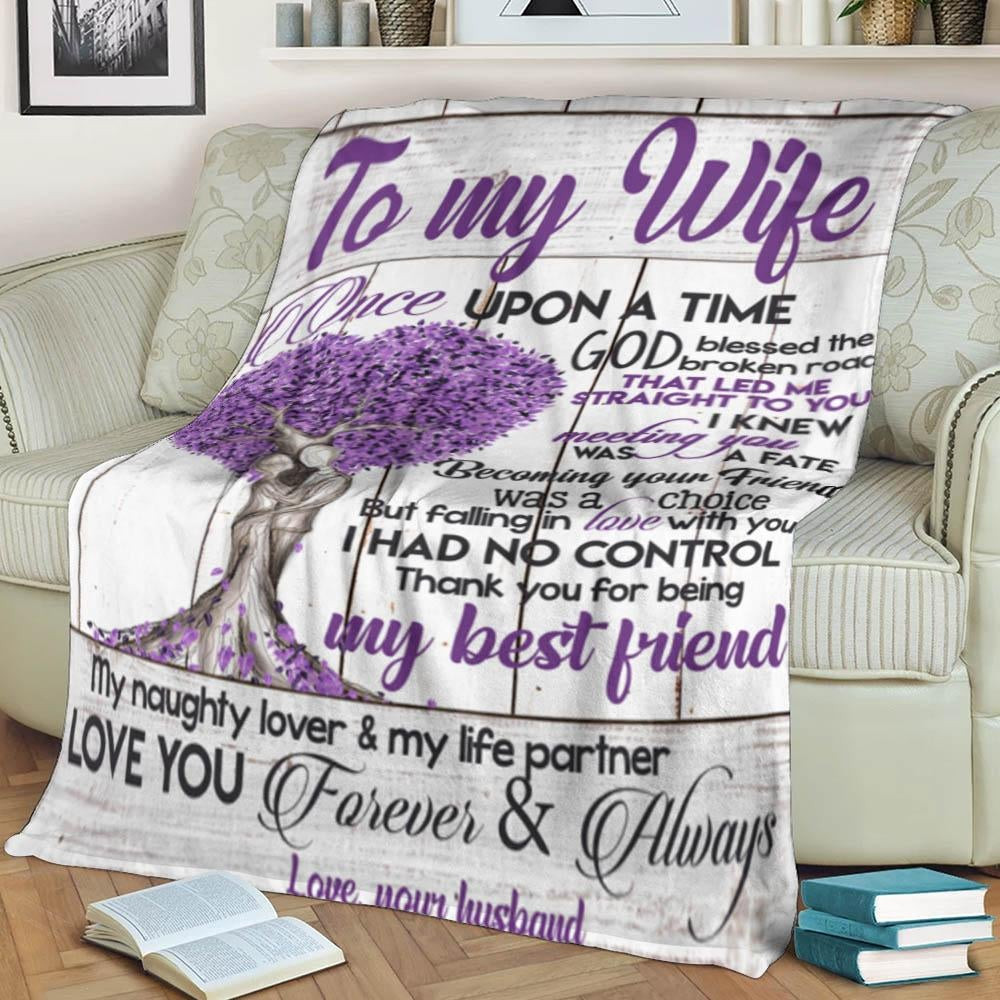 To My Wife Meeting You Was Fate Tree Grey And Purple Throw Blanket