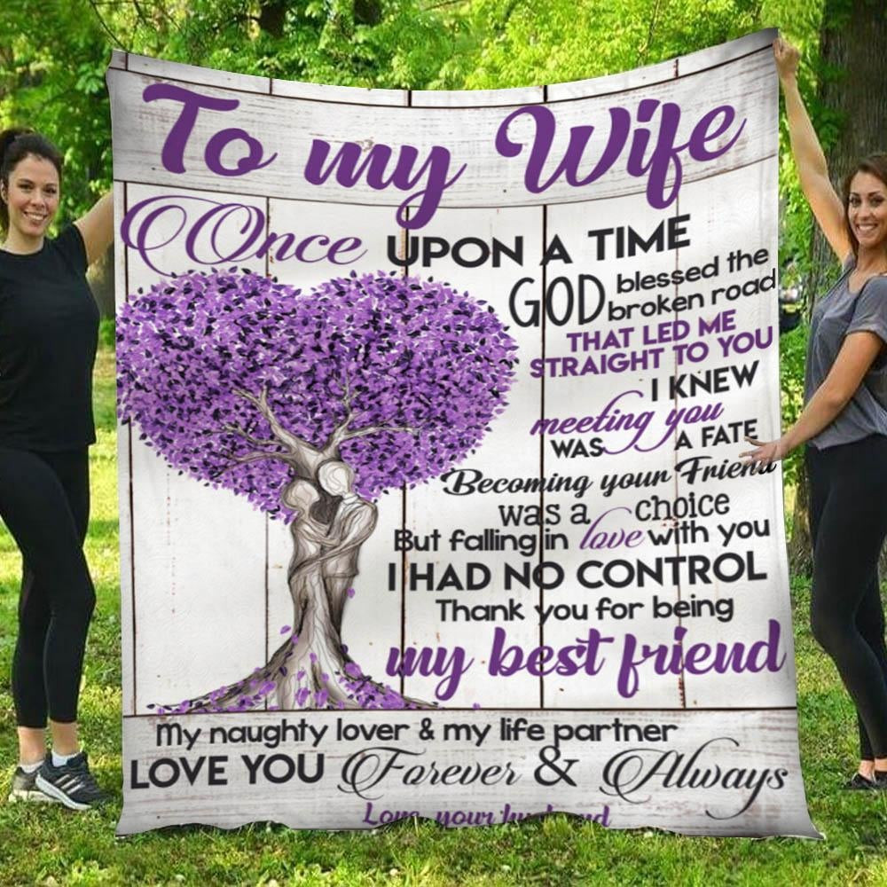 To My Wife Meeting You Was Fate Tree Grey And Purple Throw Blanket