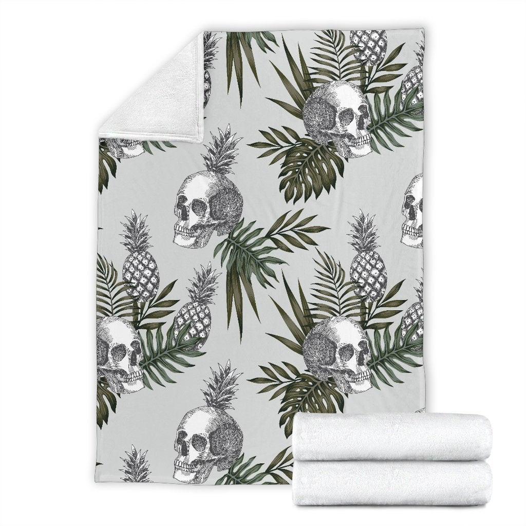 Tropical Pineapple Skull Pattern Throw Blanket